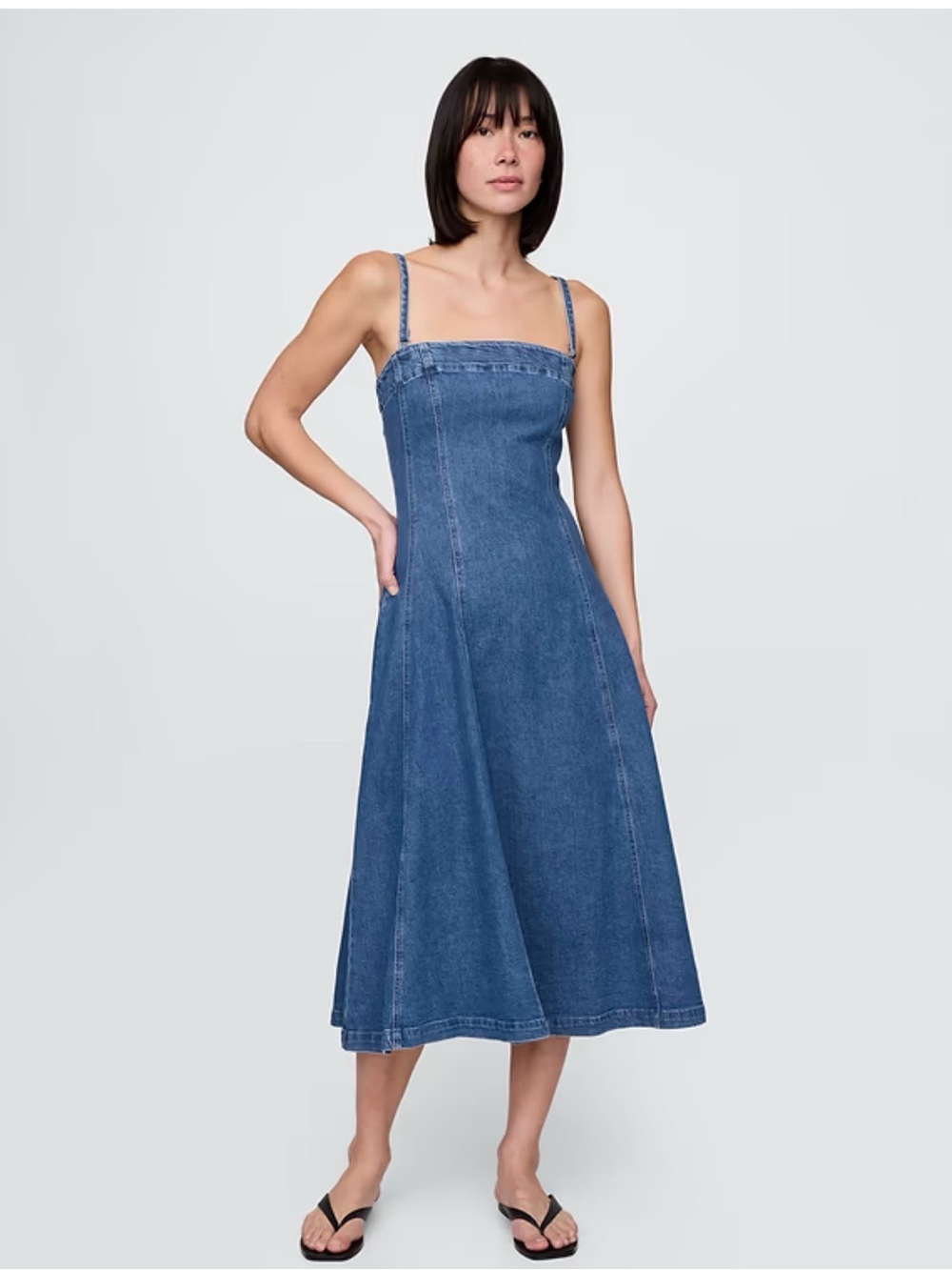 Gap Panel Stitched Denim Midi Dress